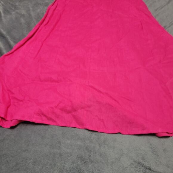 Choices Skirt Women Medium A Line Pink Barbiecore Linen Button Front Maxi Modest - Picture 10 of 12